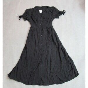 Zexxxy Dress Womens Size Small Black Button Up Maxi Peasant Cottagecore Preppy